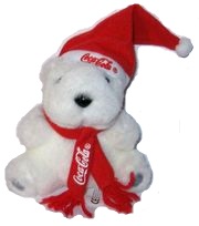 Coca Cola - Plüsch Eisbär mit Weihnachtsmütze - zum Schließen ins Bild klicken