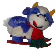Milka Plüsch Kuh 6 - mit Ski - zum Schließen ins Bild klicken