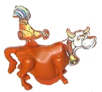 Das lustige Tierrennen - Kuh mit Hahn 2 - zum Schließen ins Bild klicken