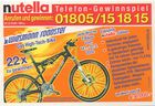 Nutella 2002 - Gewinnspielkarte Bike - zum Schließen ins Bild klicken